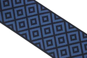 100mm Royal Blue&Black Mosaic Ribbon for Drapery Banding (3.93 in), Jacquard Trim, Drapery Banding Tape, Curtain Making Fabric Drape 194 V9