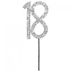 18 - Silver Diamante Number Pick