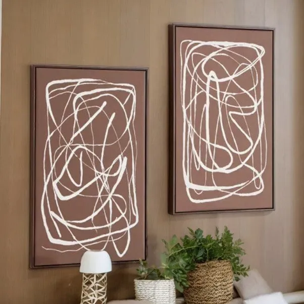 2 Pack Brown & White Abstract Canvas Prints