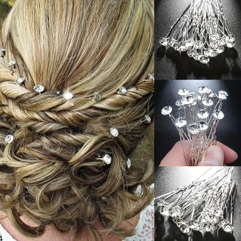 20pc Sparkling Rhinestone Hair Clips for Bridal Bouquets