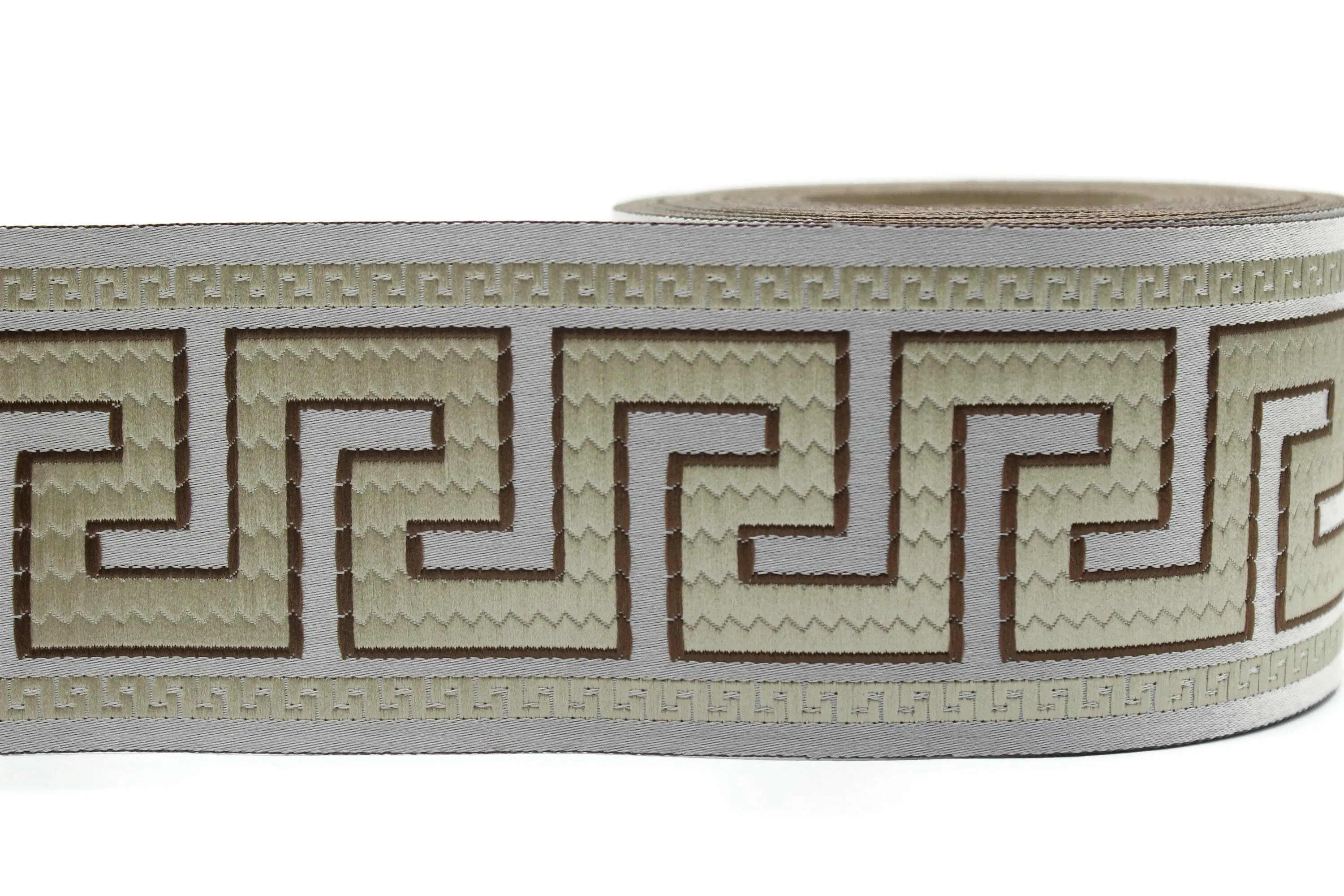 2.75" Greek Key Embroidered Drapery Trims, 70mm Jacquard Trims, Sewing Trim, Curtain trims, Jacquard Ribbons, Drapery Banding 70005 C11