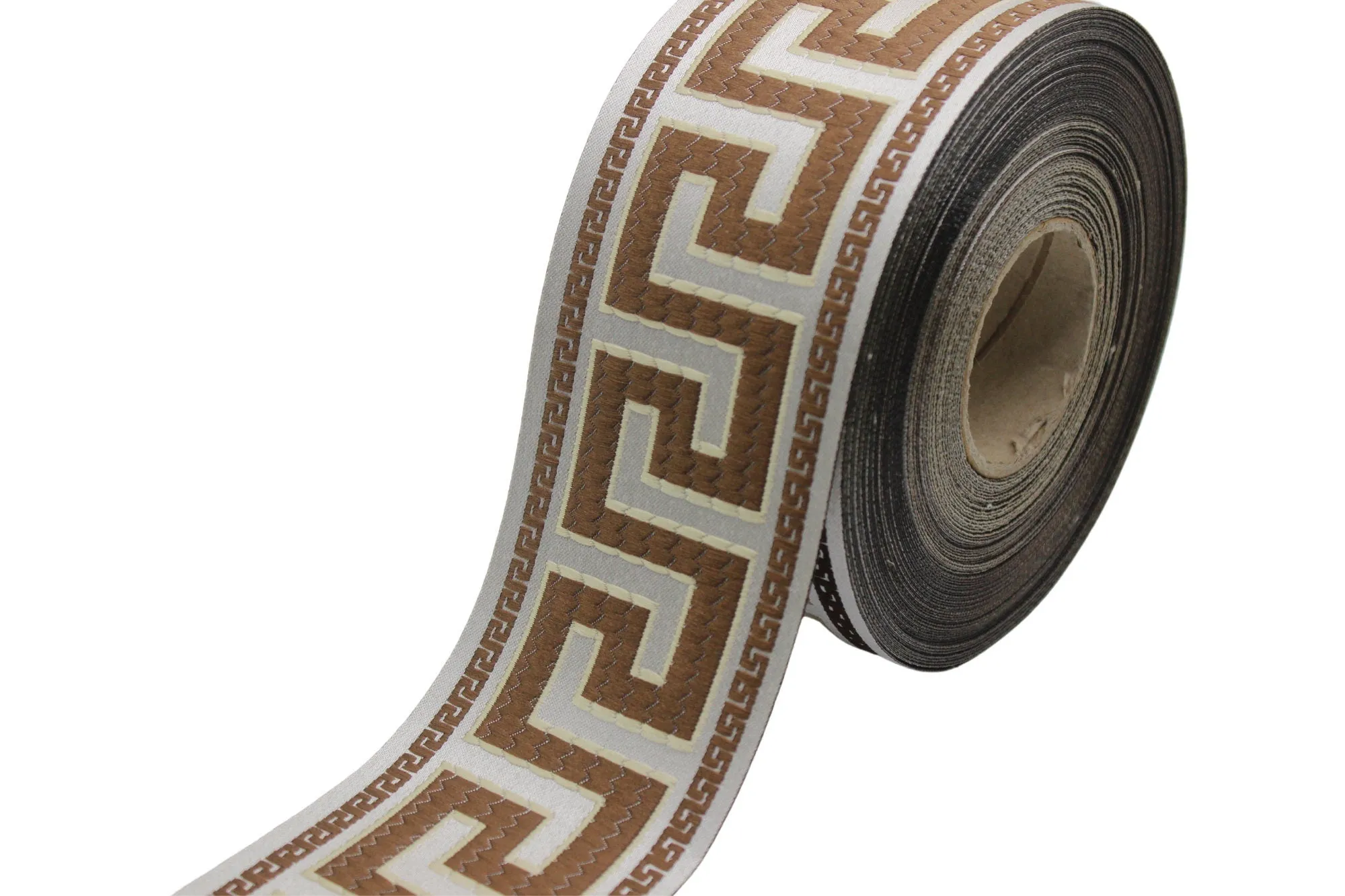 2.75" Greek Key Embroidered Drapery Trims, 70mm Jacquard Trims, Sewing Trim, Curtain trims, Jacquard Ribbons, Drapery Banding 70005 C12