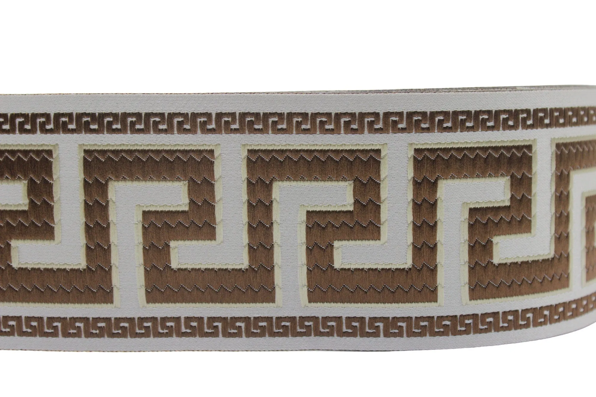 2.75" Greek Key Embroidered Drapery Trims, 70mm Jacquard Trims, Sewing Trim, Curtain trims, Jacquard Ribbons, Drapery Banding 70005 C12