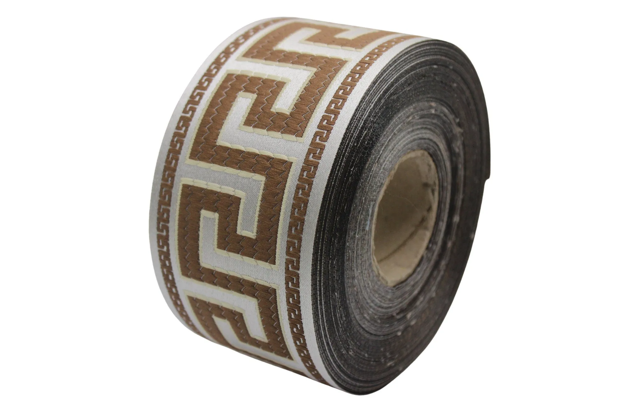 2.75" Greek Key Embroidered Drapery Trims, 70mm Jacquard Trims, Sewing Trim, Curtain trims, Jacquard Ribbons, Drapery Banding 70005 C12