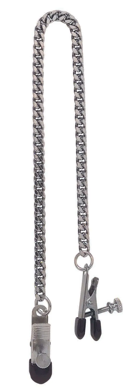 Adjustable Nipple Clamps with Broad Tip and Jewel Chain - Versatile Pressure and Sensation Control