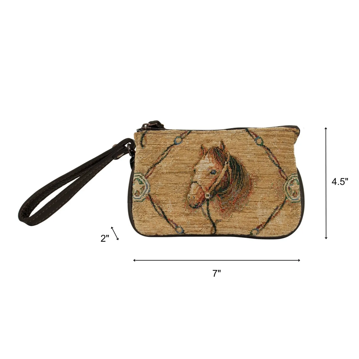 American West Womens Bits and Bridle Woven Tapestry Leather Clutch Bag