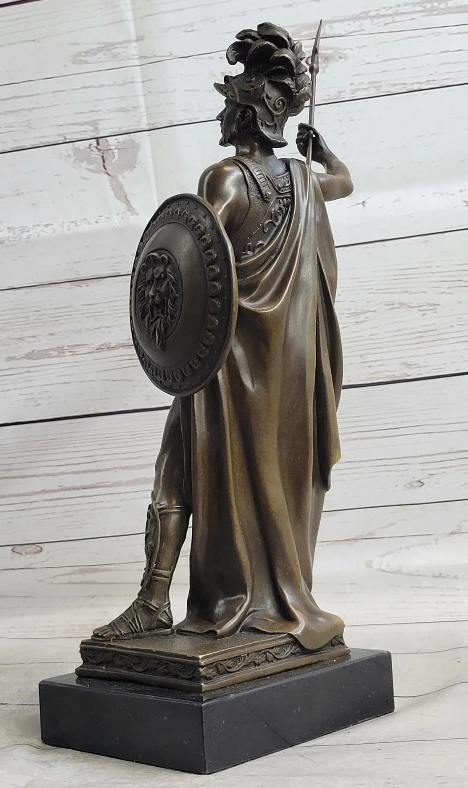 ANCIENT TIMES ROMAN LEGION SOLDIER JAVELIN SHIELD Sculpture Statue PURE Bronze