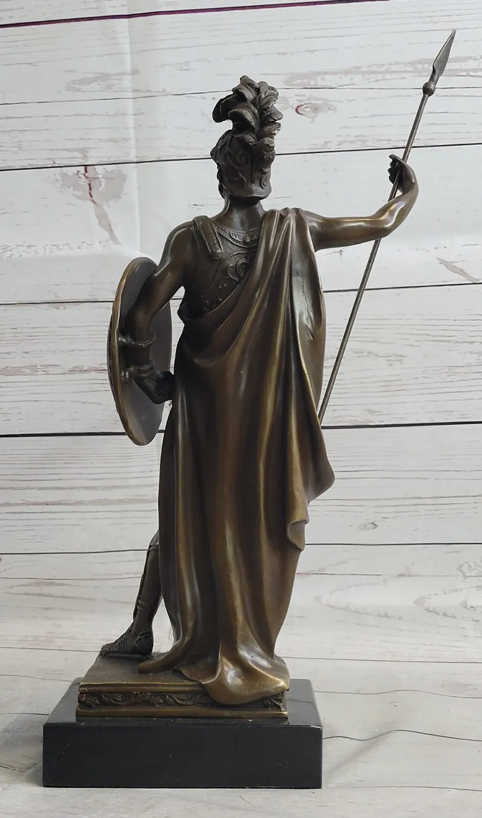 ANCIENT TIMES ROMAN LEGION SOLDIER JAVELIN SHIELD Sculpture Statue PURE Bronze