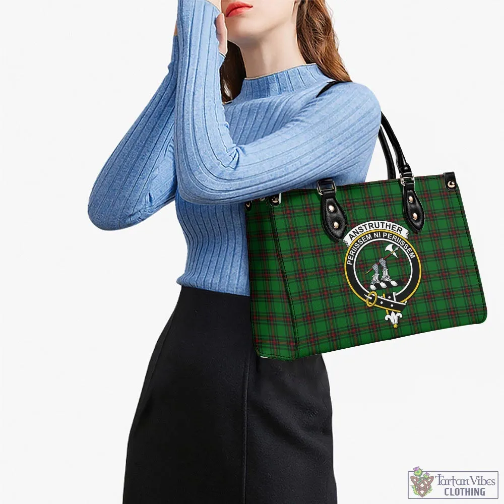 Anstruther Tartan Luxury Leather Handbags with Family Crest