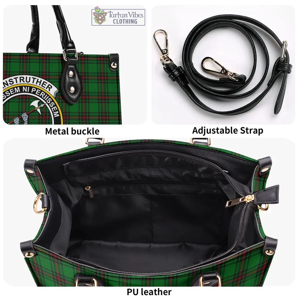 Anstruther Tartan Luxury Leather Handbags with Family Crest