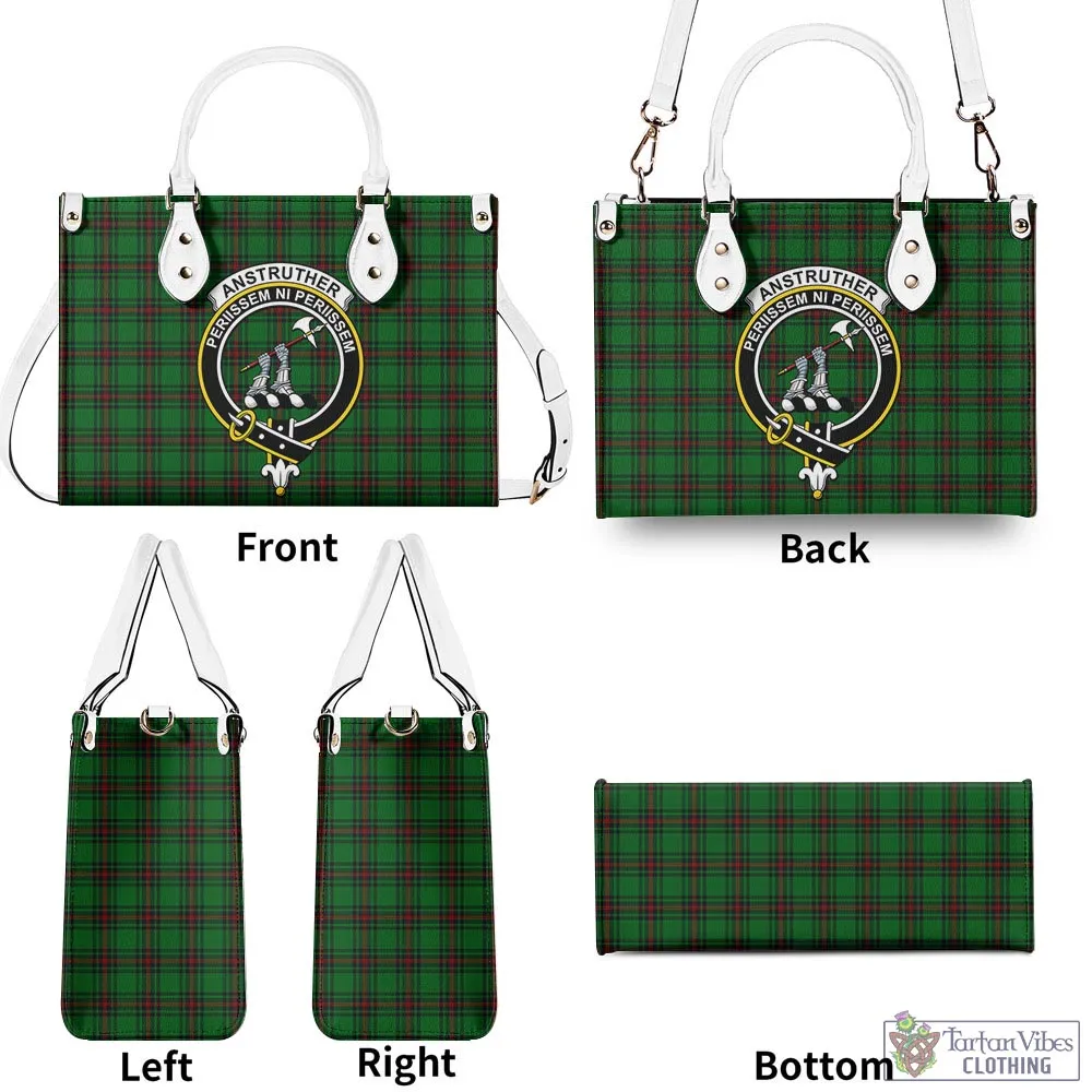 Anstruther Tartan Luxury Leather Handbags with Family Crest