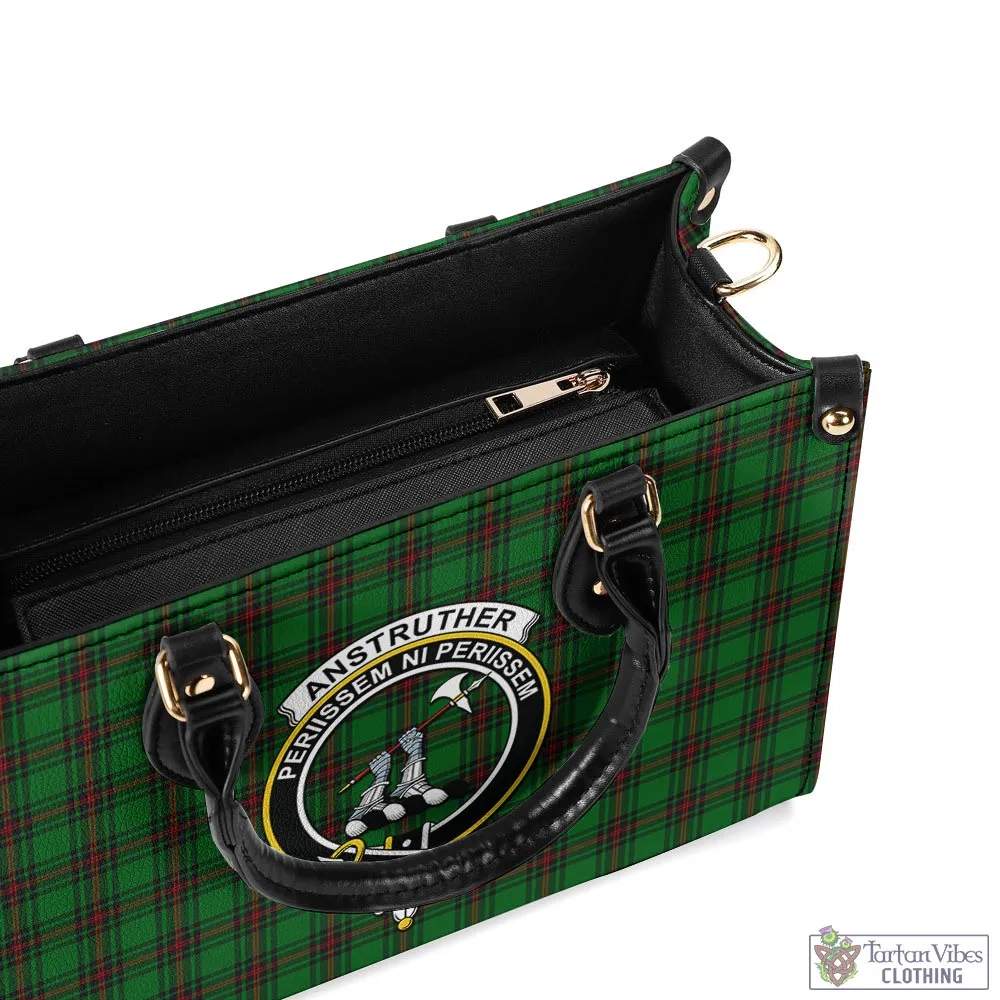 Anstruther Tartan Luxury Leather Handbags with Family Crest