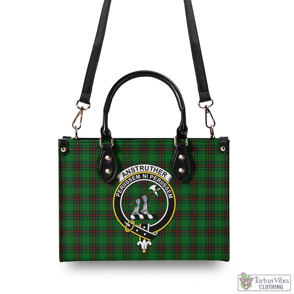 Anstruther Tartan Luxury Leather Handbags with Family Crest