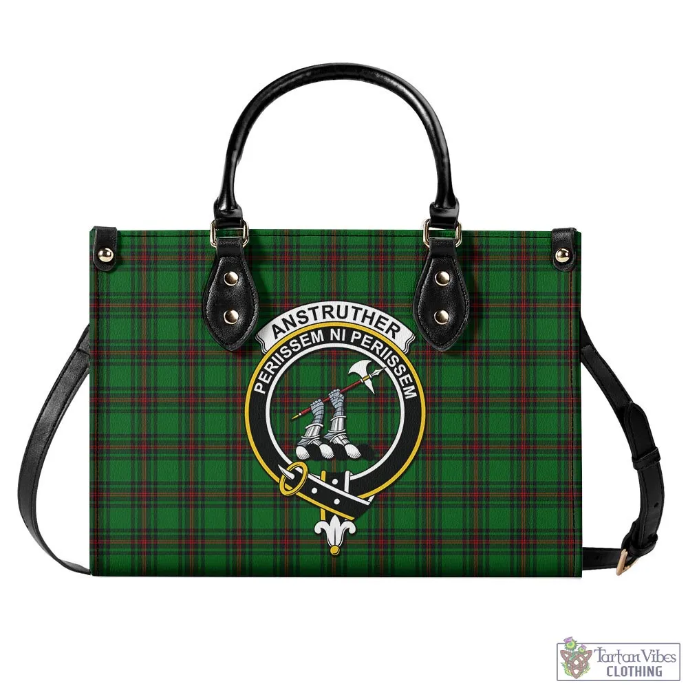 Anstruther Tartan Luxury Leather Handbags with Family Crest