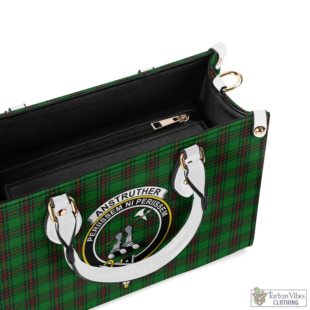 Anstruther Tartan Luxury Leather Handbags with Family Crest