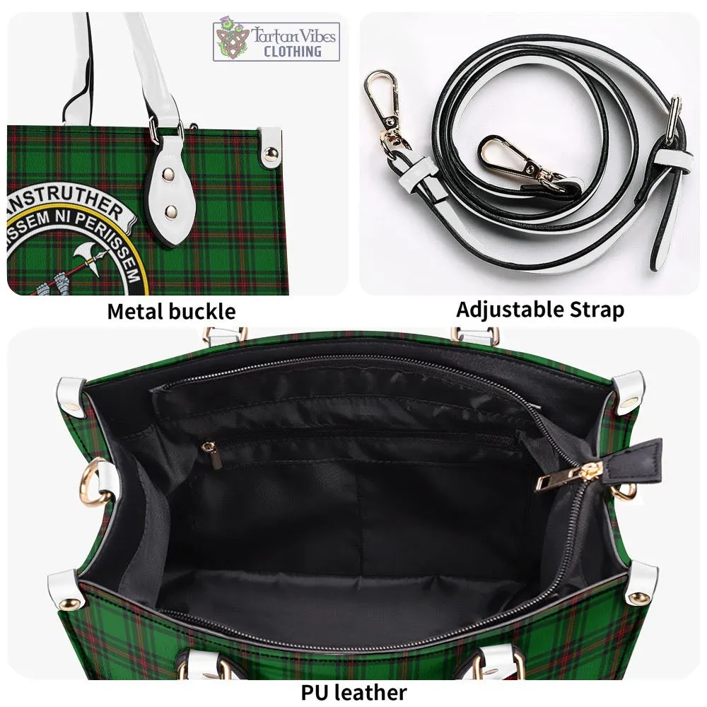 Anstruther Tartan Luxury Leather Handbags with Family Crest