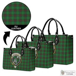 Anstruther Tartan Luxury Leather Handbags with Family Crest