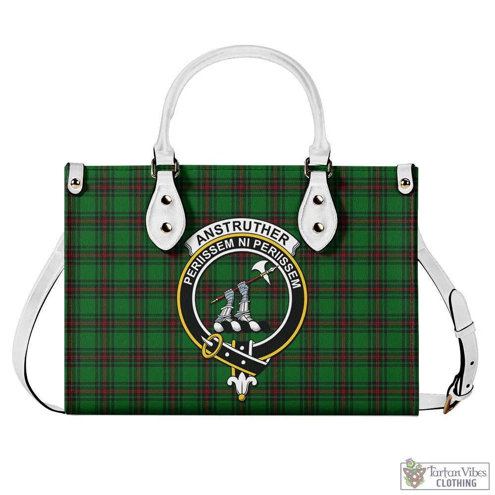 Anstruther Tartan Luxury Leather Handbags with Family Crest