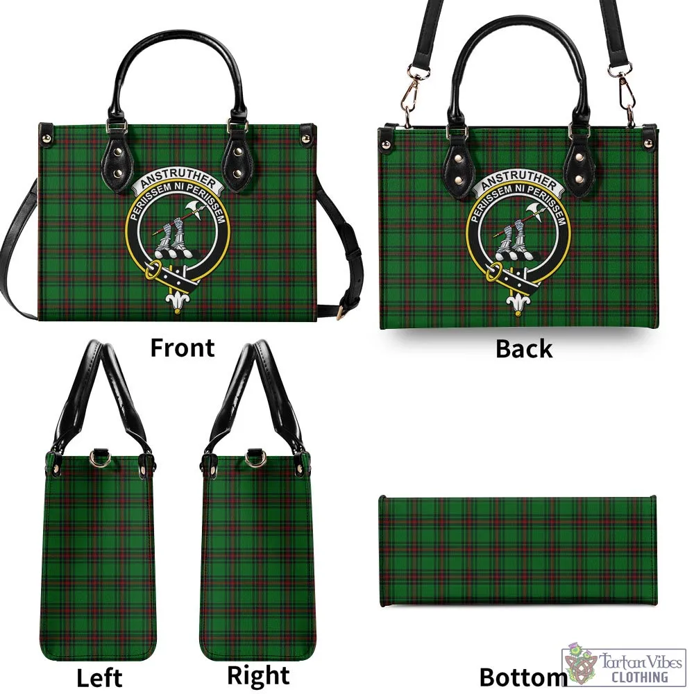 Anstruther Tartan Luxury Leather Handbags with Family Crest