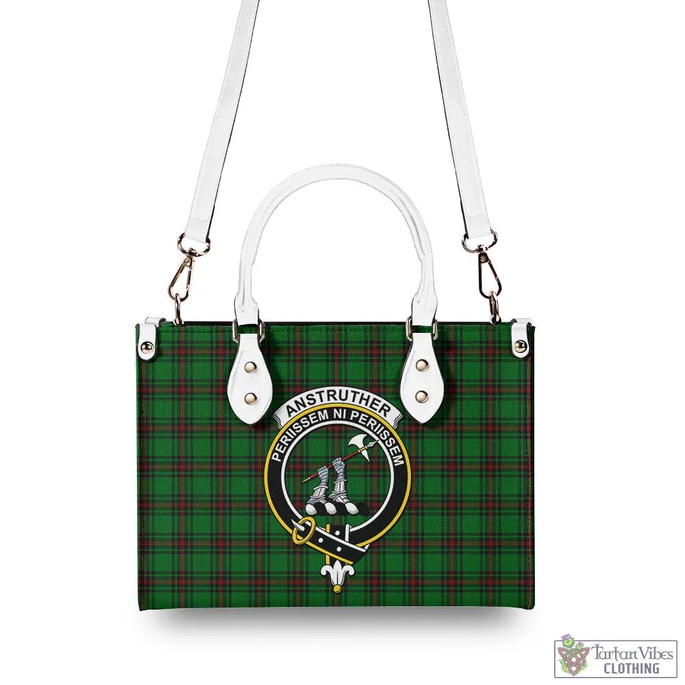 Anstruther Tartan Luxury Leather Handbags with Family Crest