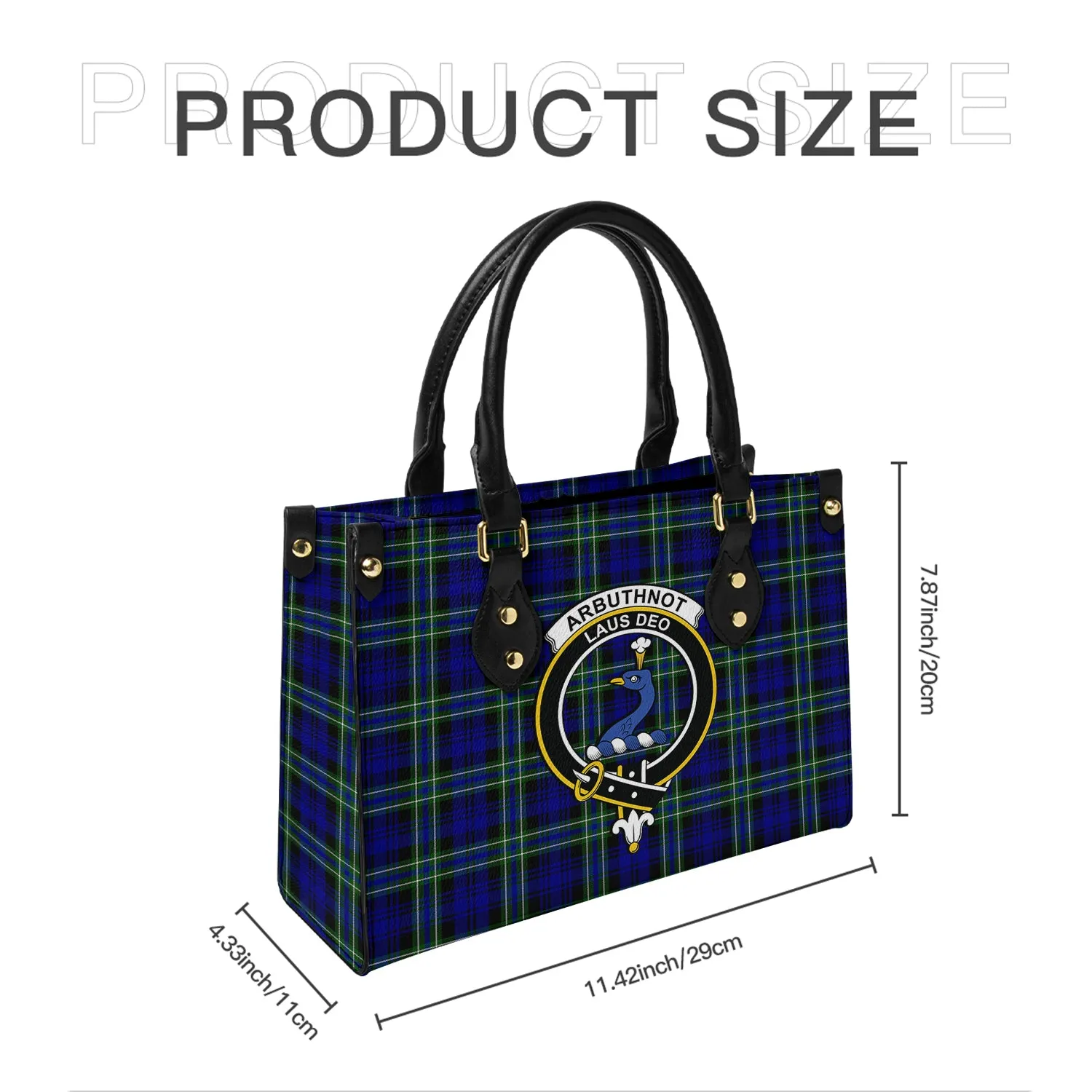 Arbuthnot Modern Tartan Leather Bag with Family Crest