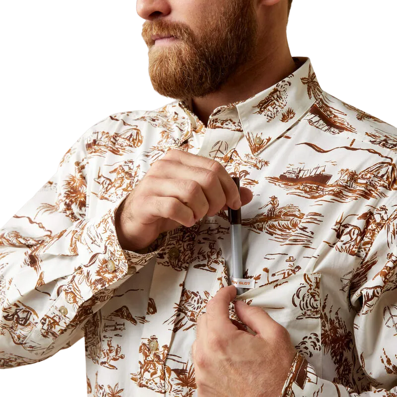 Ariat Men's Wrinkle Resist Paniolo Aloha Stretch Classic Fit Shirt