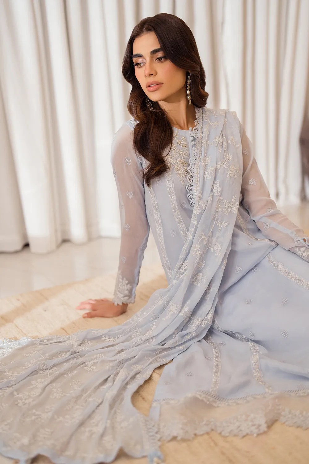 Azure Ensembles Luxury Chiffon Formals – Sky Serenity