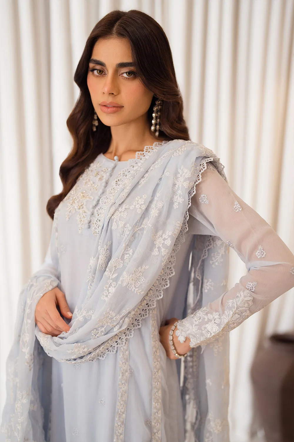 Azure Ensembles Luxury Chiffon Formals – Sky Serenity