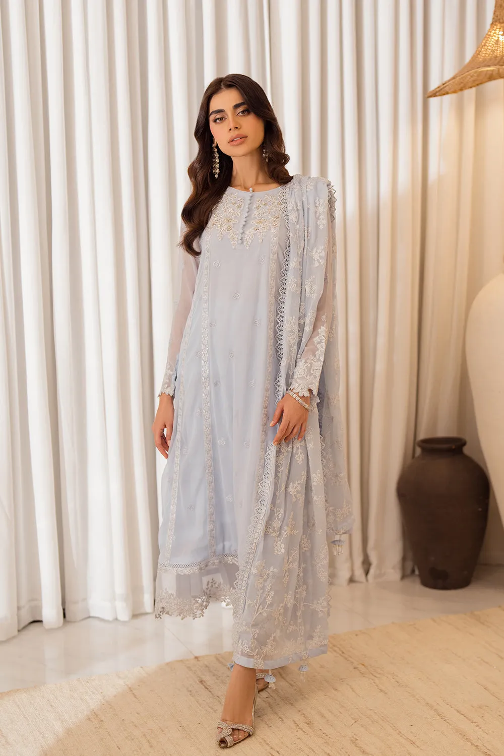 Azure Ensembles Luxury Chiffon Formals – Sky Serenity