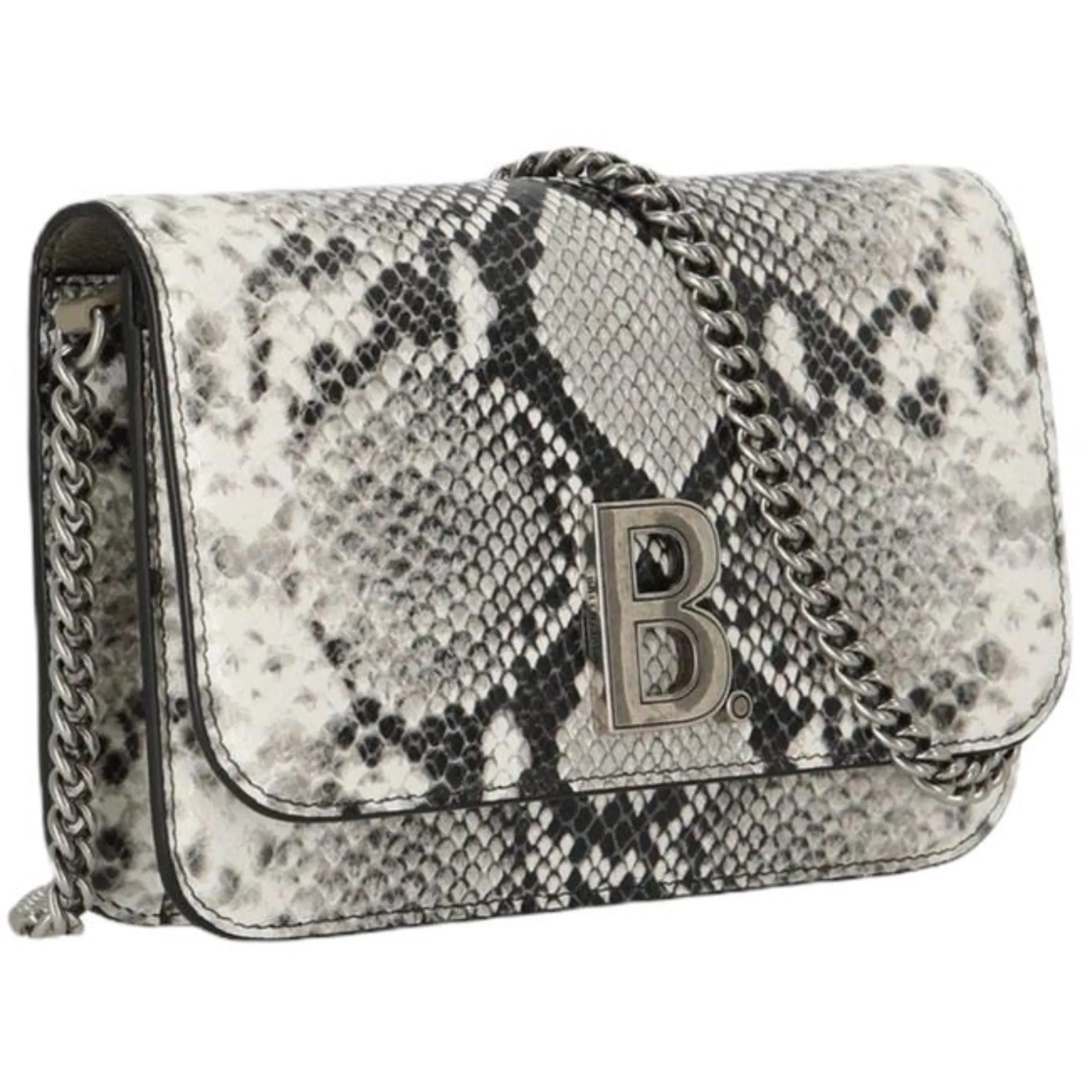 Balenciaga B Python Print Calfskin Leather Wallet on Chain Bag