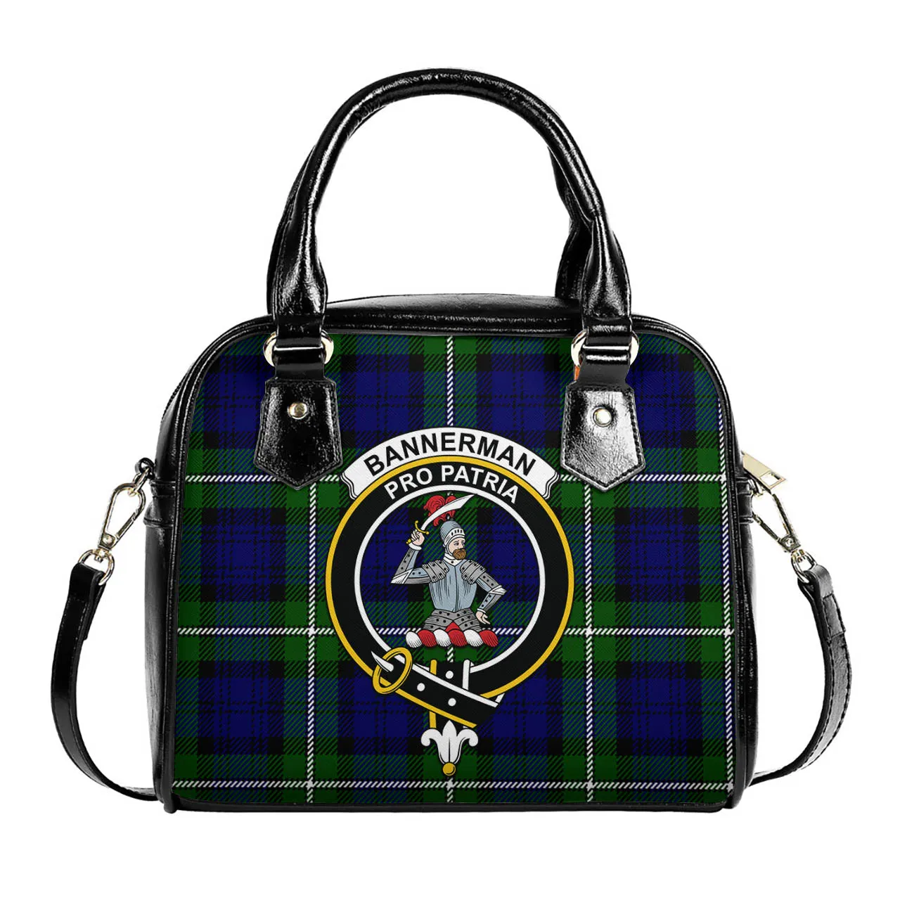 Bannerman Tartan Shoulder Handbags with Family Crest