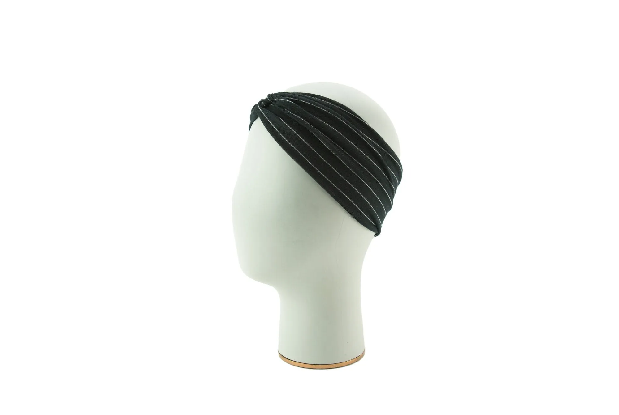 Black and White Pinstripe Knit Jersey Headband