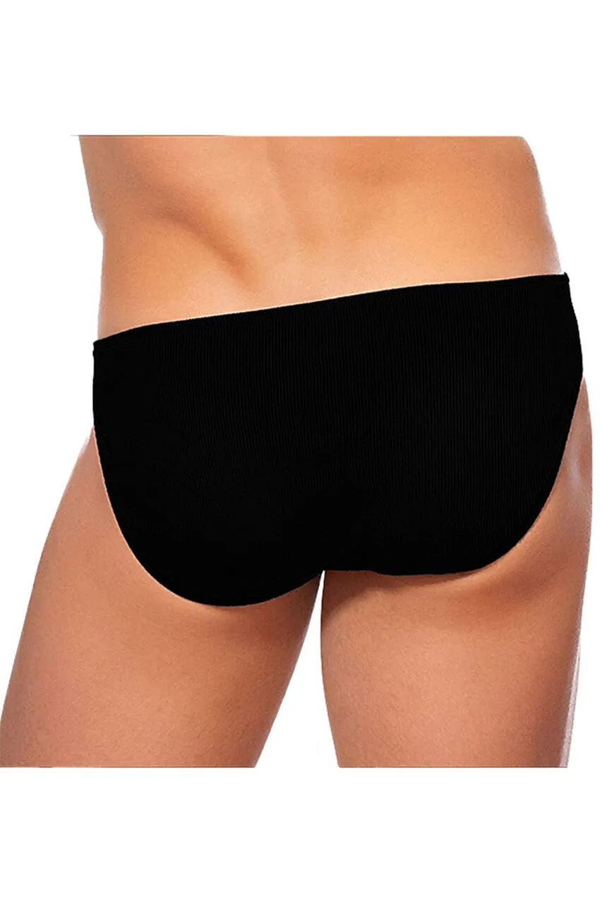 Black Nylon Spandex Pouchless Brief