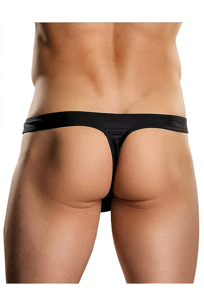 Black Nylon Spandex Zipper Thong