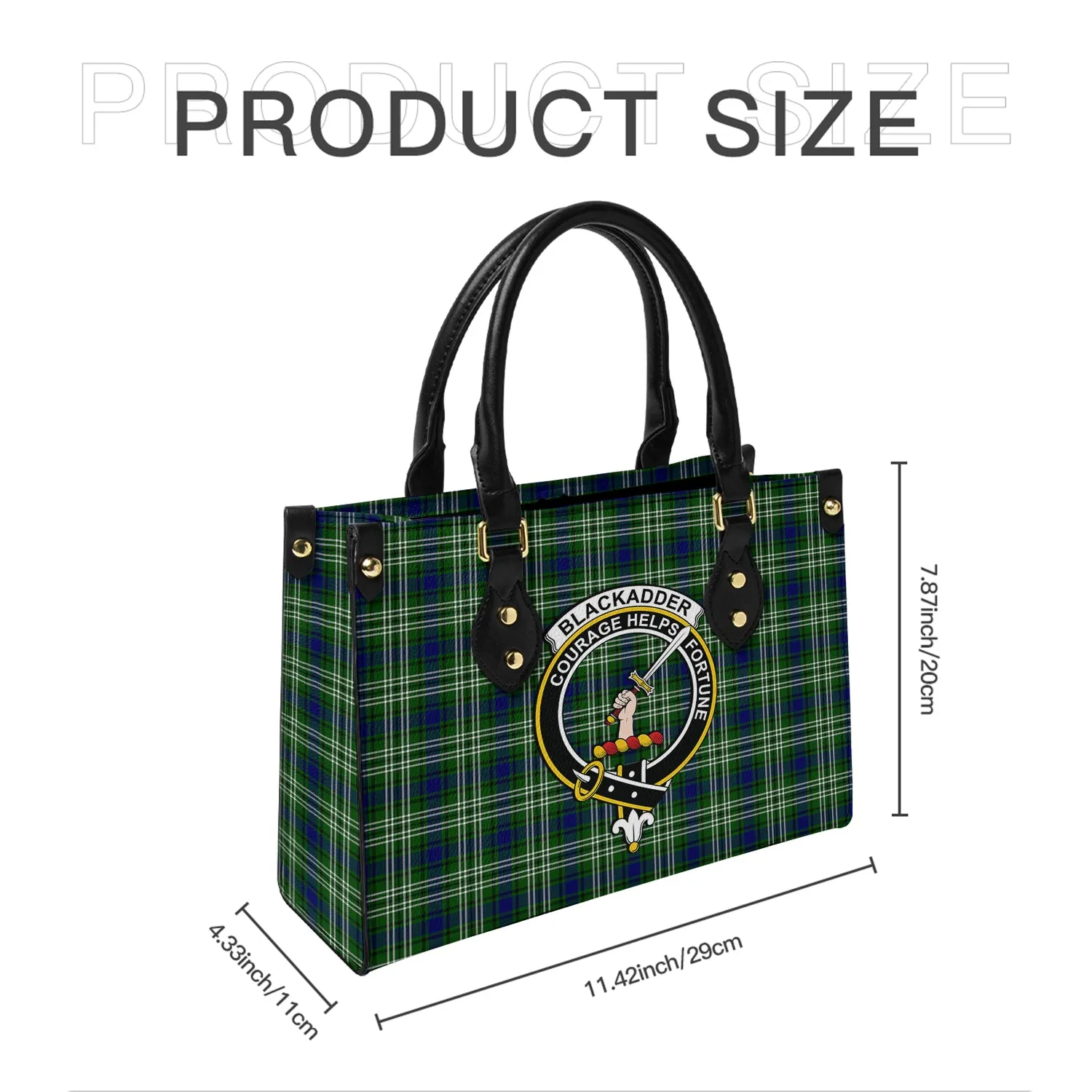 Blackadder Tartan Leather Bag with Family Crest