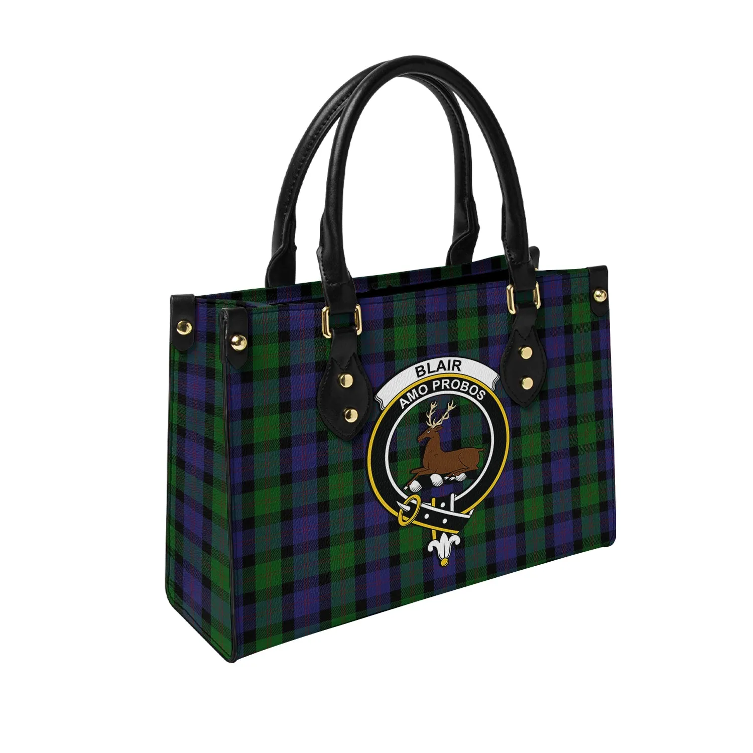 Blair Tartan Leather Bag with Family Crest