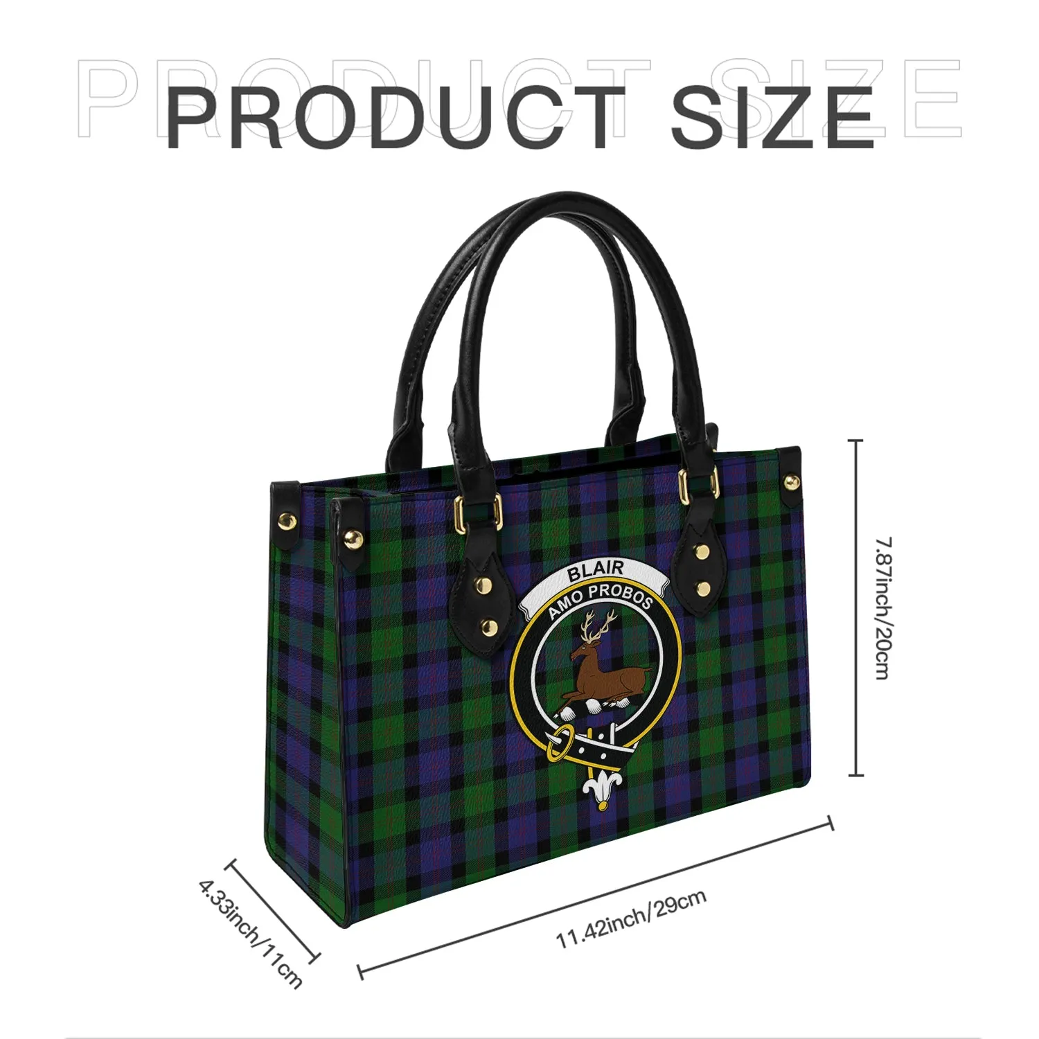 Blair Tartan Leather Bag with Family Crest