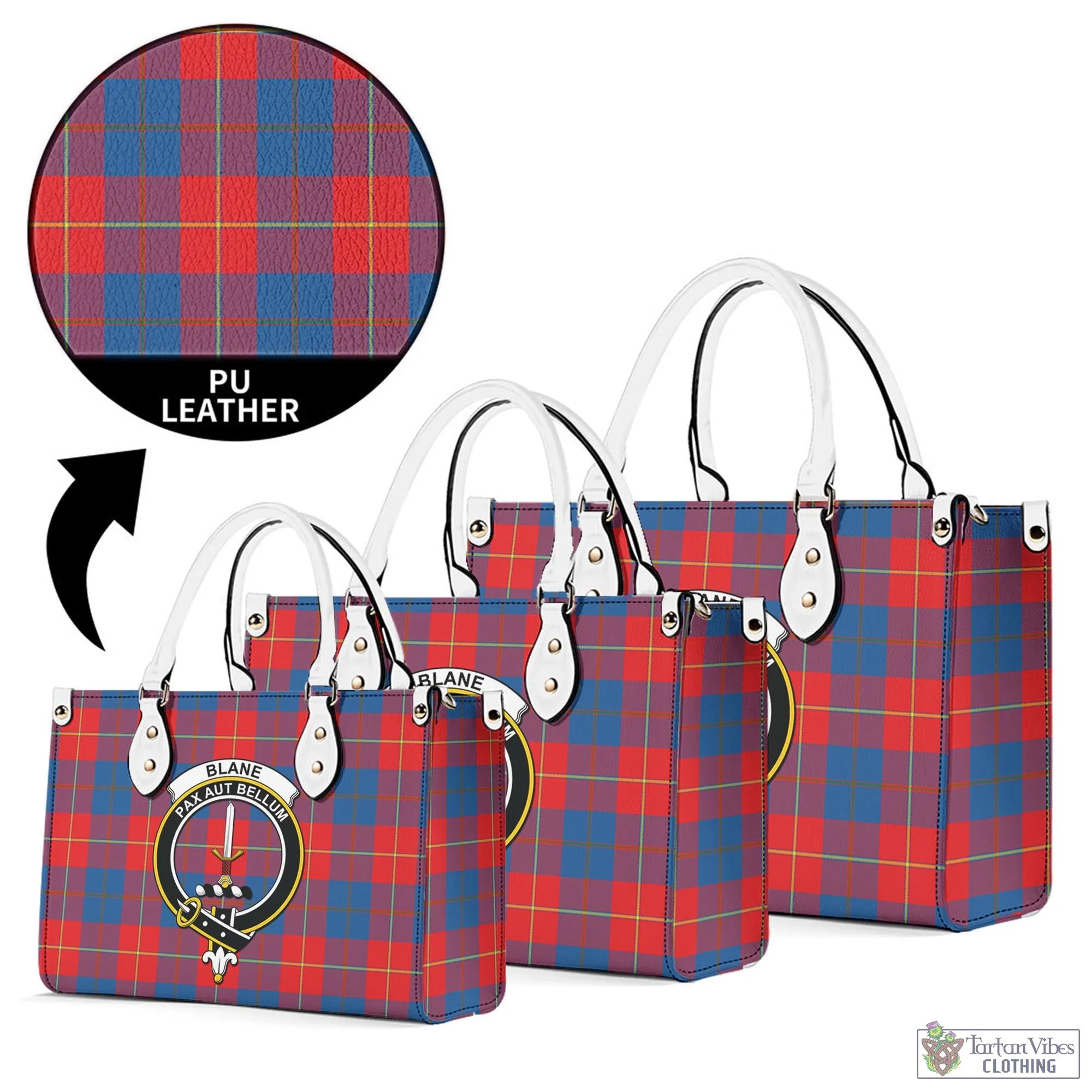 Blane Tartan Luxury Leather Handbags with Family Crest