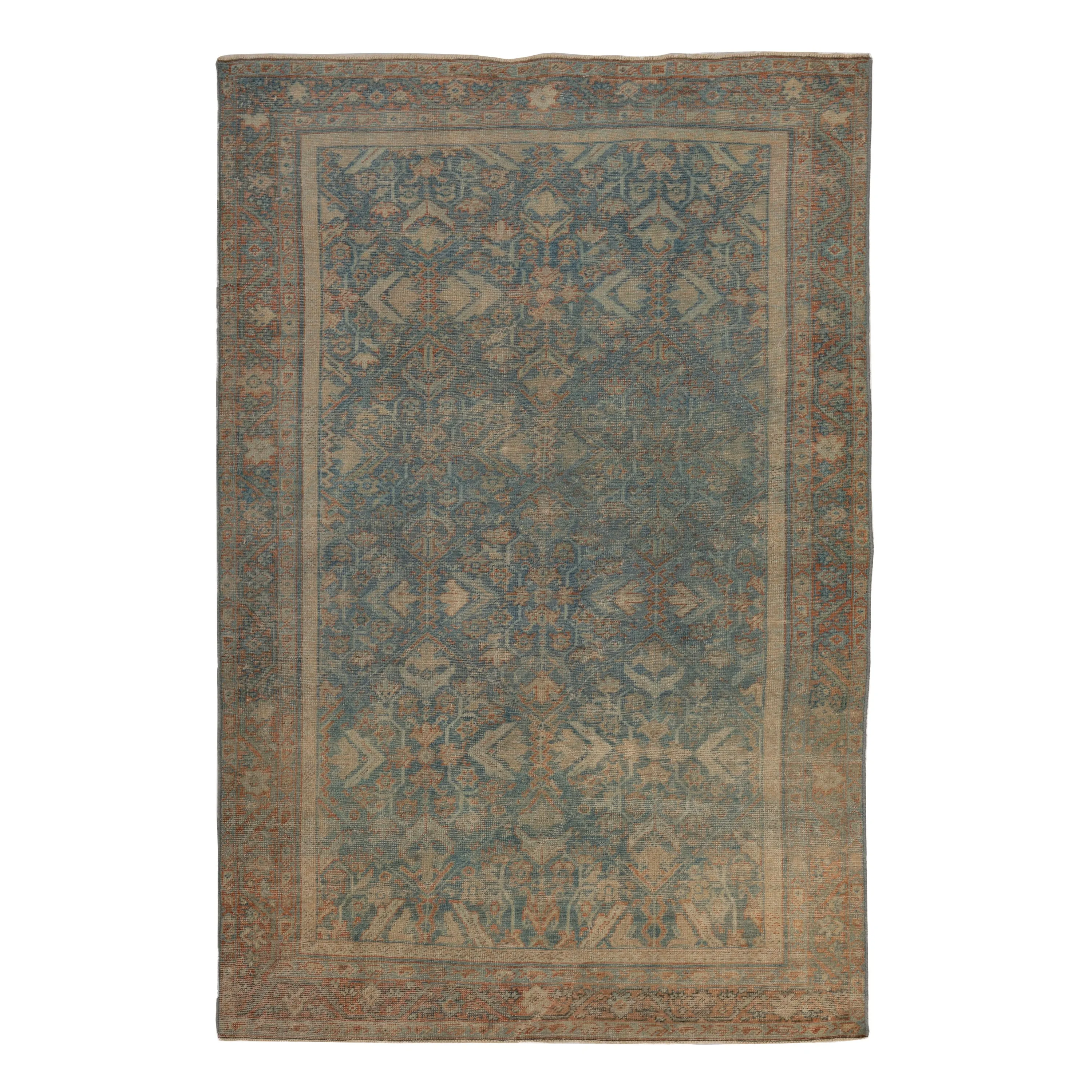 Blue Sultanabad Vintage Wool Rug - 4' x 6'4"