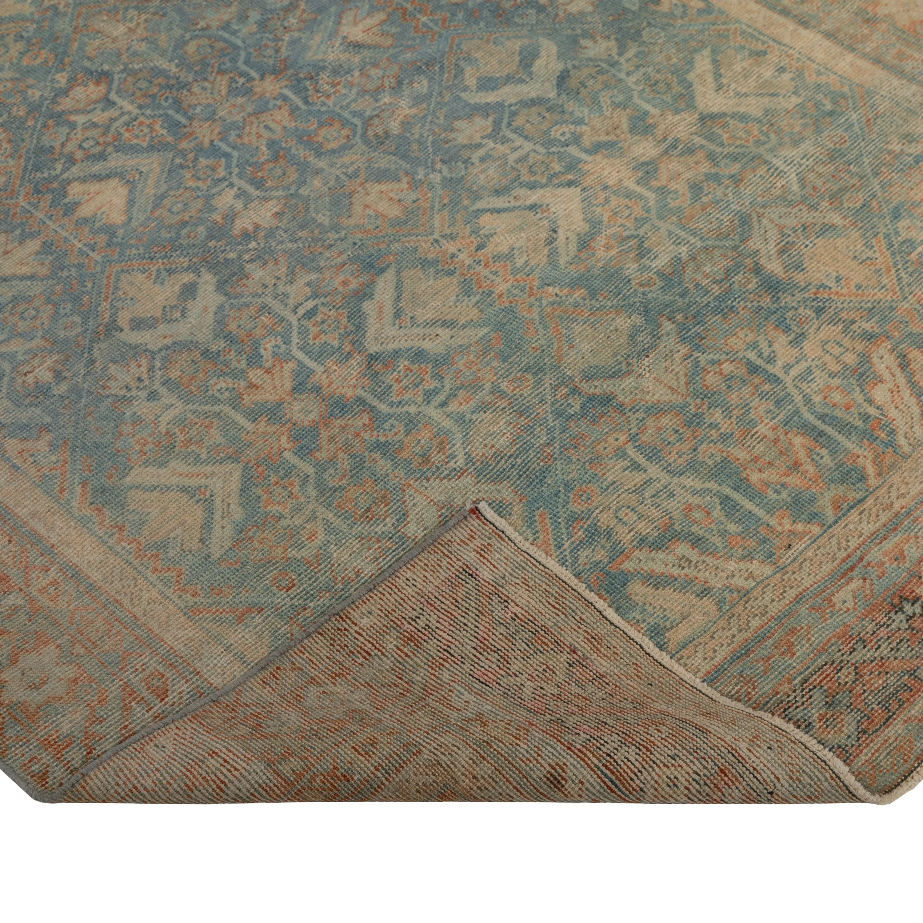 Blue Sultanabad Vintage Wool Rug - 4' x 6'4"