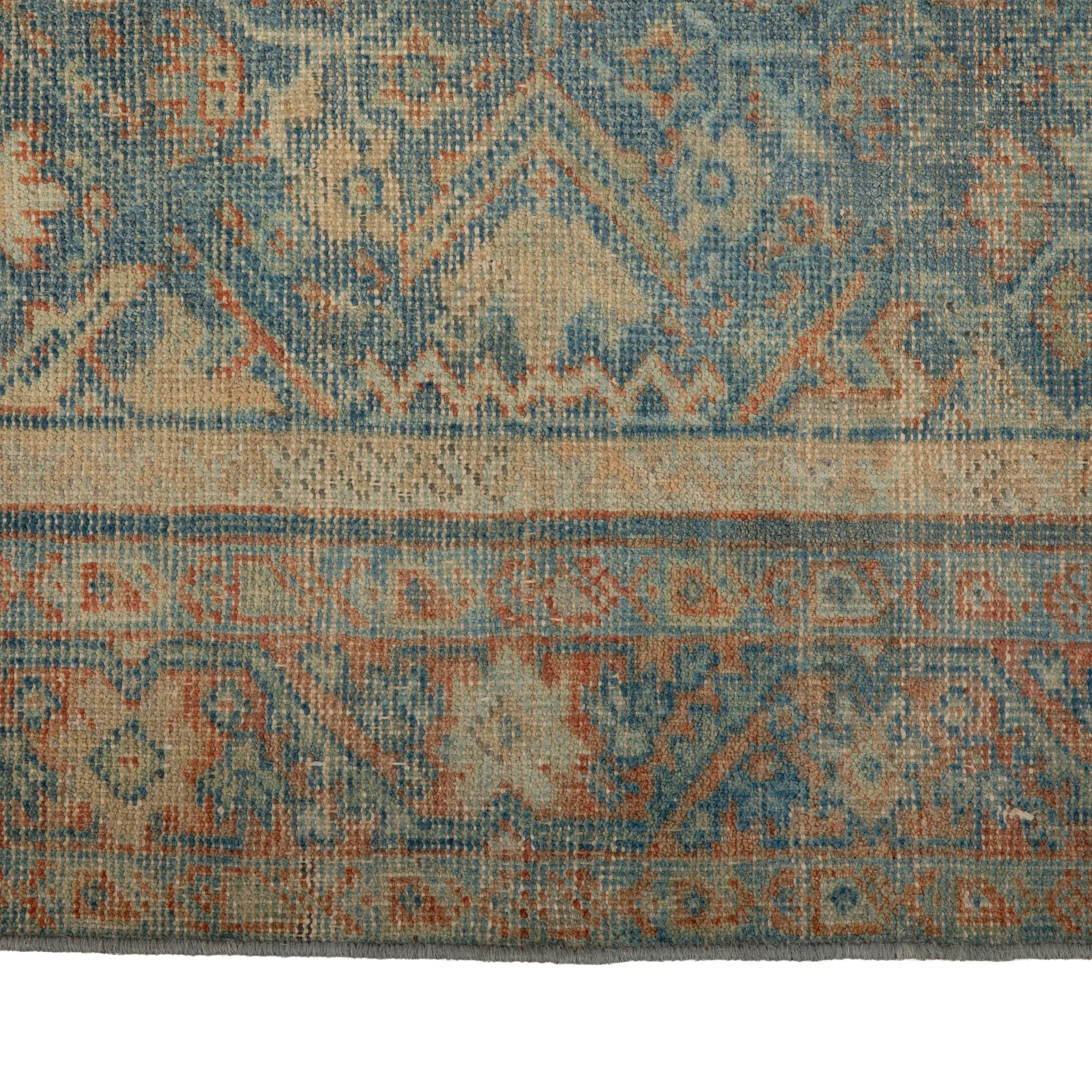 Blue Sultanabad Vintage Wool Rug - 4' x 6'4"