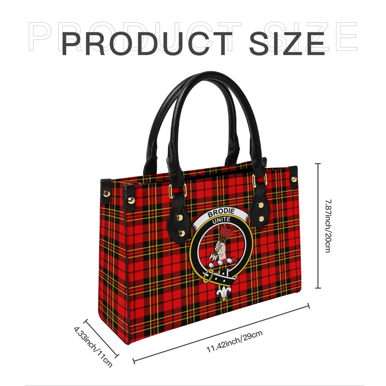 Brodie Modern Tartan Leather Bag with Family Crest