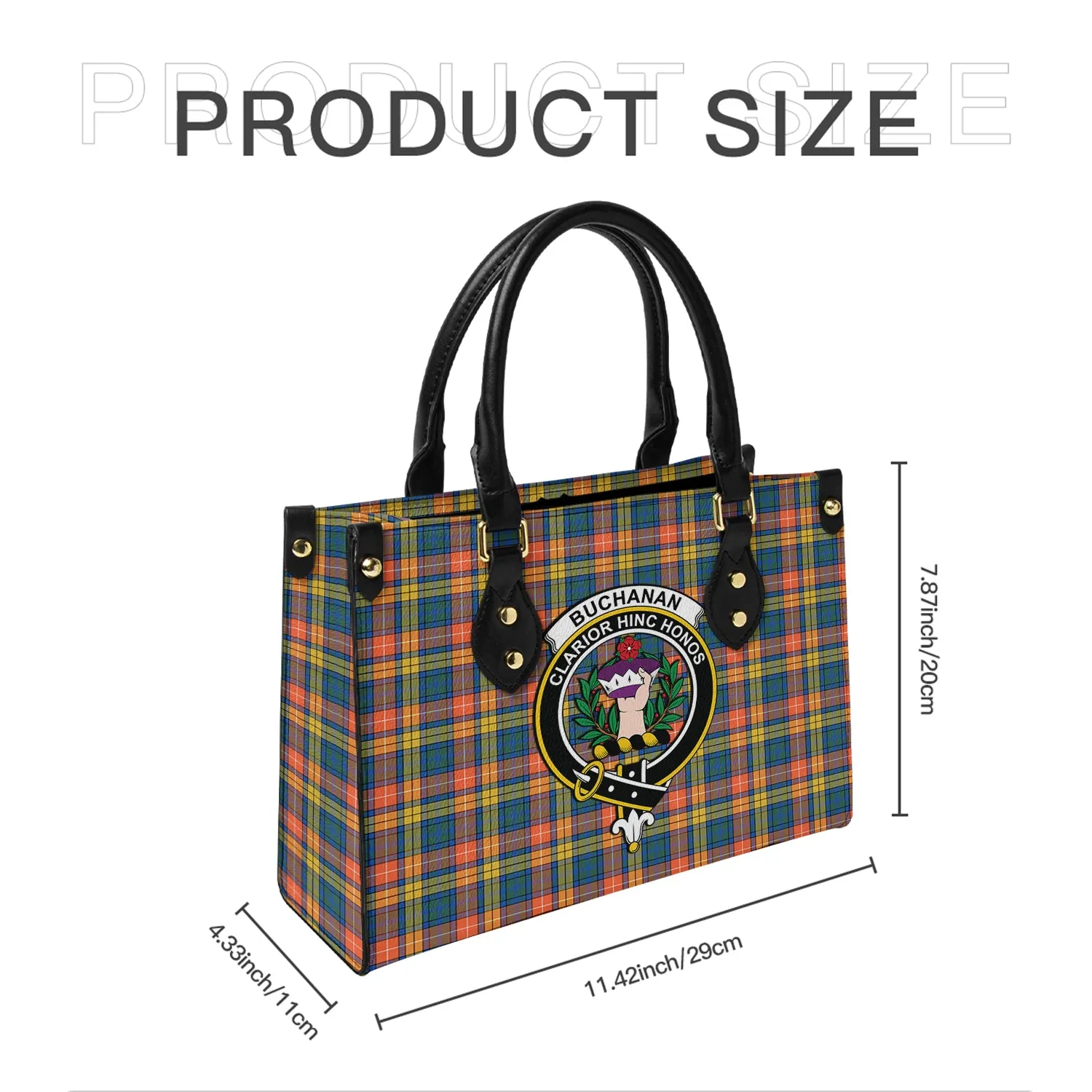 Buchanan Ancient Tartan Leather Bag with Family Crest