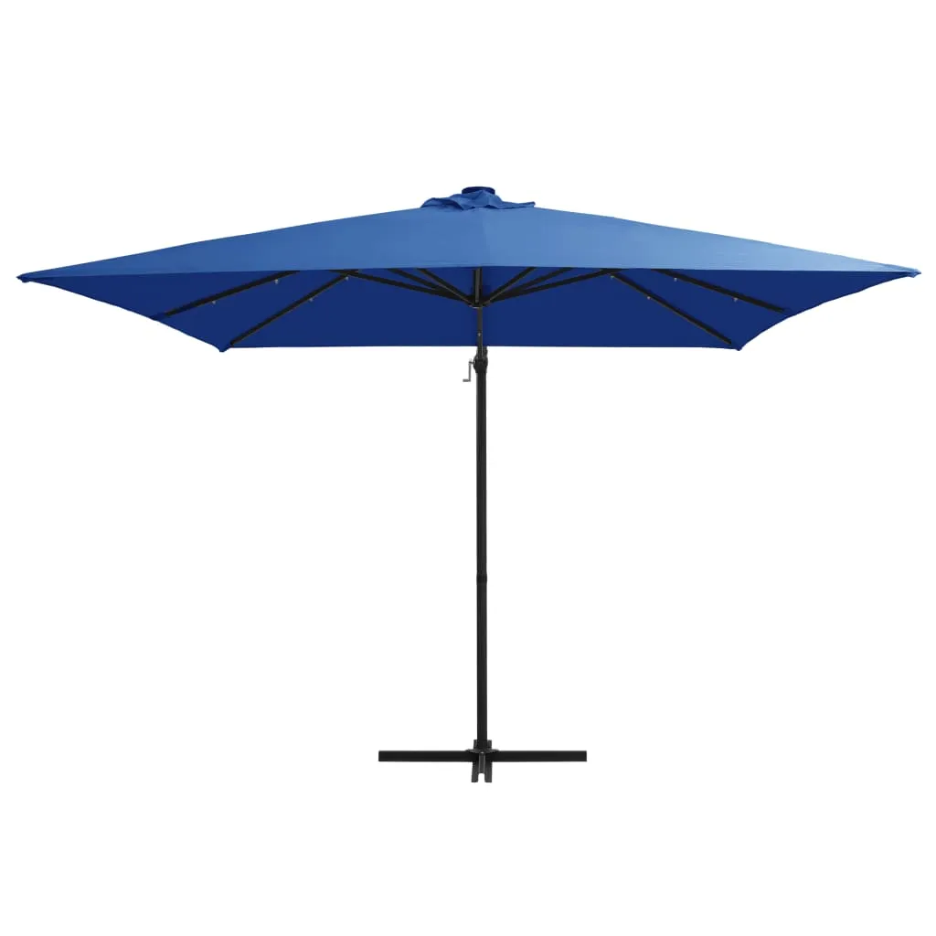 Cantilever Umbrella with LED lights and Steel Pole 250x250 cm Azure Blue