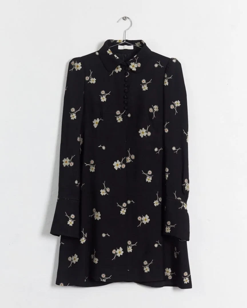 Chloé 2015 floral embroidered shift dress, black, 10