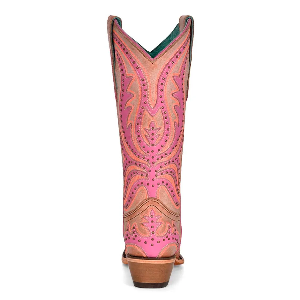 Corral Women’s Western Pink Overlay & Fluorescent Embroidery Boots