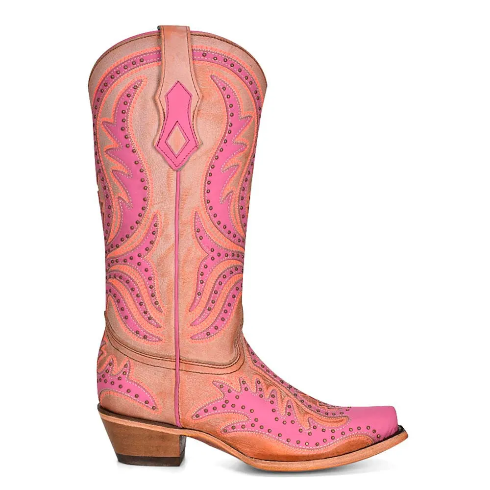 Corral Women’s Western Pink Overlay & Fluorescent Embroidery Boots