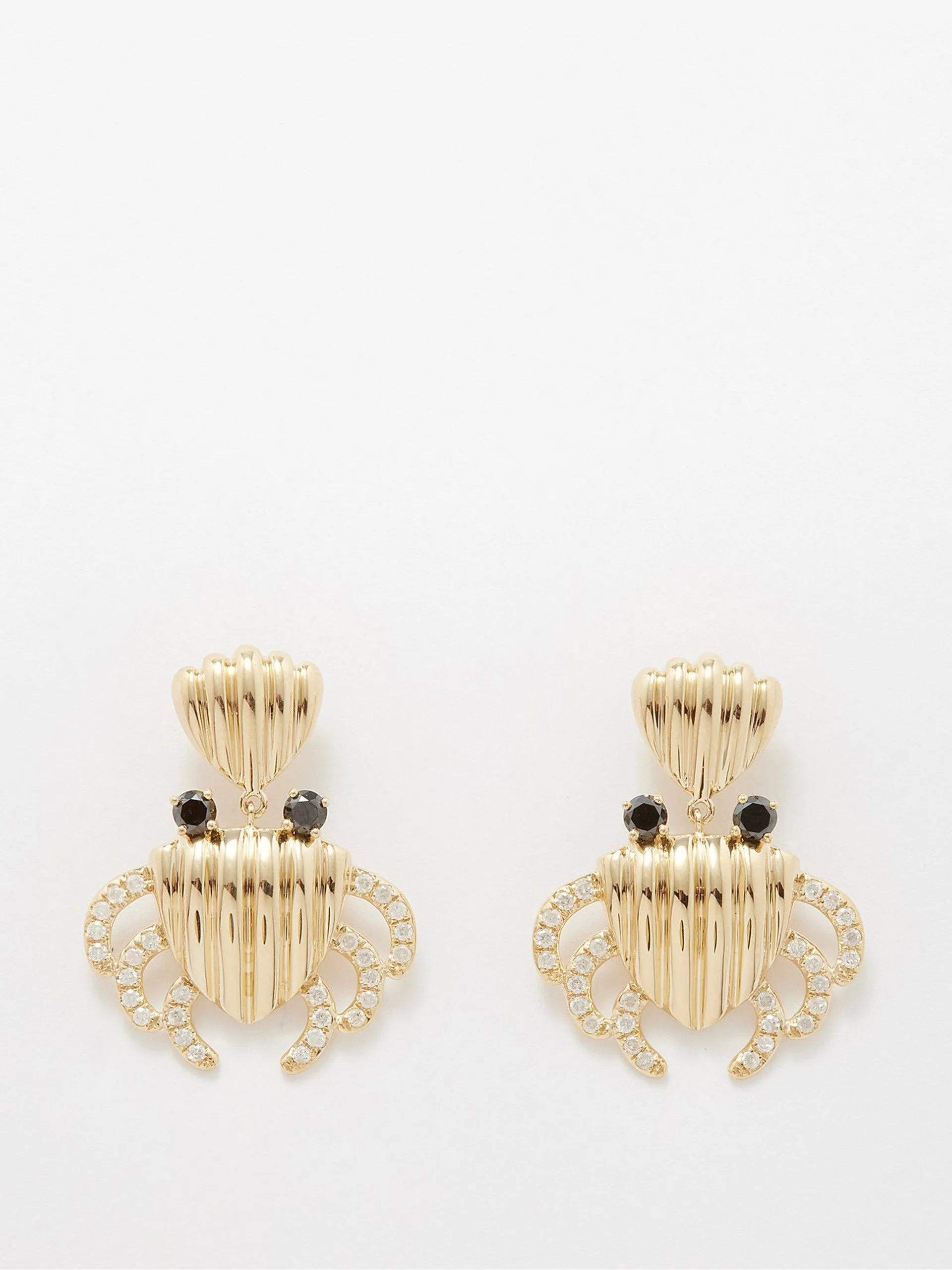 Crab diamond & 9kt gold earrings