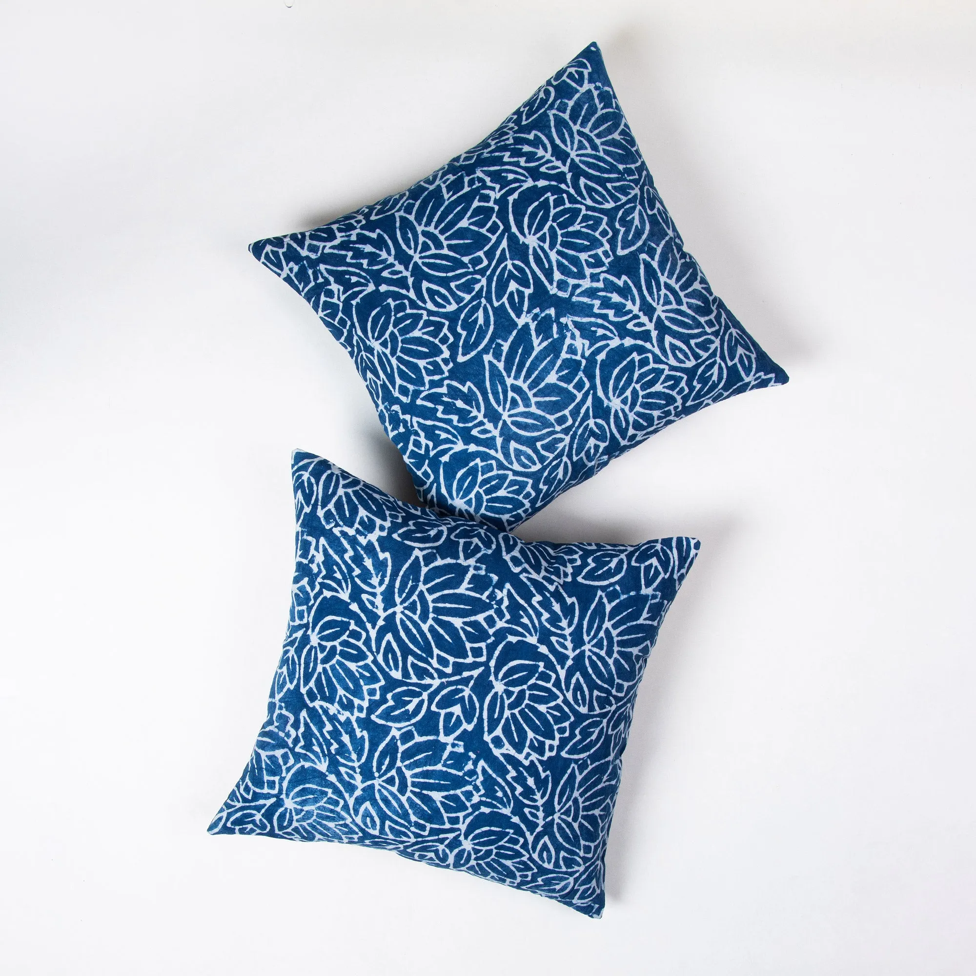 Cushion Covers Hand Block Indigo Blue Floral Print