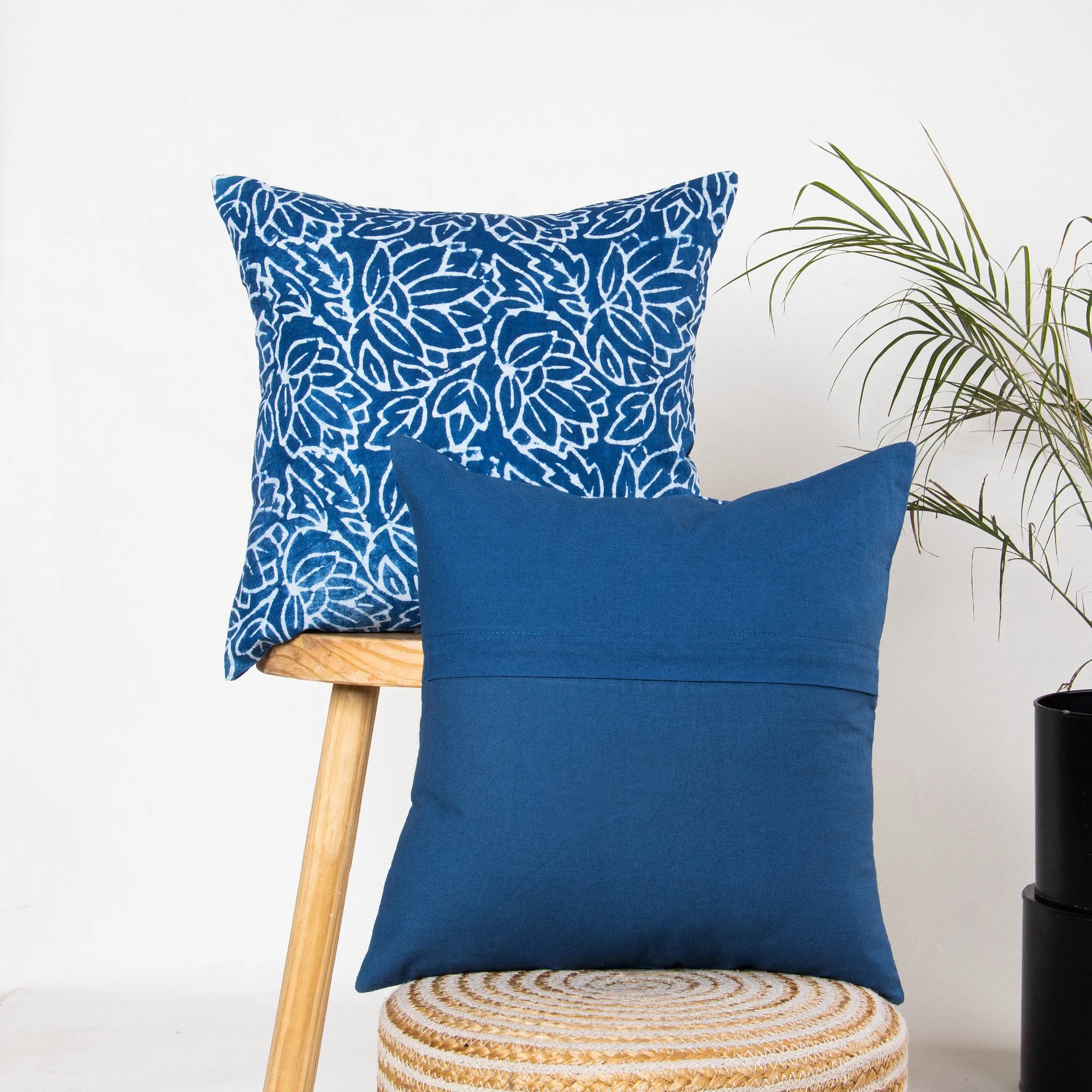 Cushion Covers Hand Block Indigo Blue Floral Print